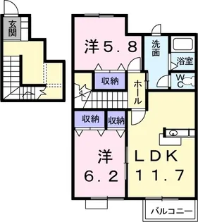 プラティーク長尾【202号室】の間取り