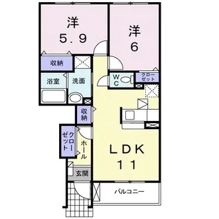 クリスタルC【102号室】の間取り