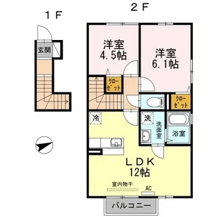 ミ シェール エクラ【201号室】の間取り