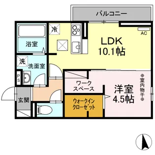 ユニヴェール F棟【101号室】の間取り
