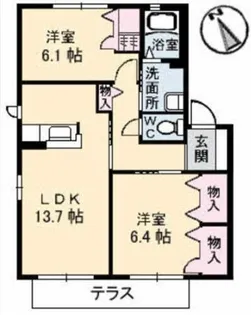 ハイツMINORU B棟【201号室】の間取り