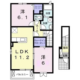 ハピネスⅢ【201号室】の間取り