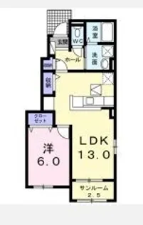 クラール土器西 D【101号室】の間取り