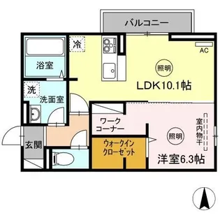 ナーブ屋島 B棟【101号室】の間取り