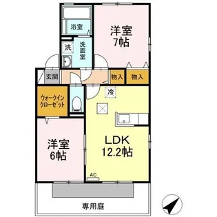 リビングタウン宇多津 B棟【101号室】の間取り