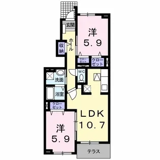 サン ハーモニーB【102号室】の間取り