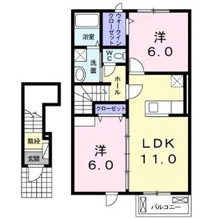 ヴァリーハート【202号室】の間取り
