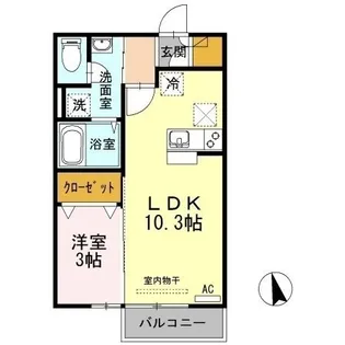 リビングタウン高松中央 B棟【201号室】の間取り