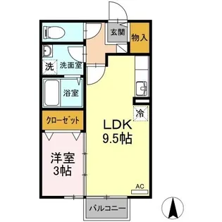 フローラルガーデン伏石【202号室】の間取り