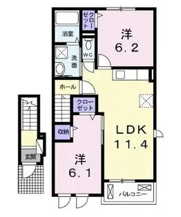 ル レーヴ【205号室】の間取り
