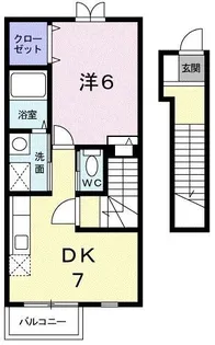 1DKの間取り画像