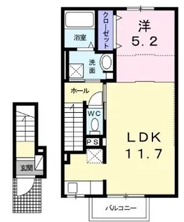 パライーソB【202号室】の間取り