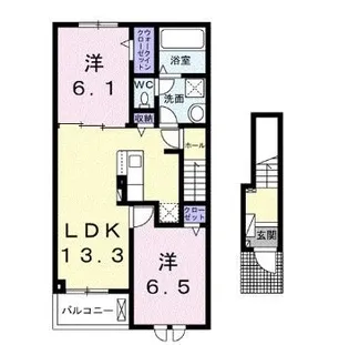ベルエア上天神B【202号室】の間取り