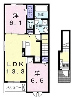 ベルエア上天神B【201号室】の間取り
