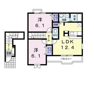 カサデルソレアード【203号室】の間取り
