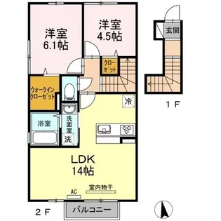 グランツ上薬王寺 C棟【206号室】の間取り