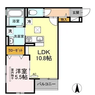 モンレーヴ【205号室】の間取り