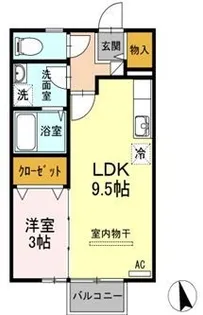 リビングタウン伏石 B棟【103号室】の間取り