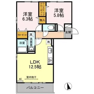 レジアス【108号室】の間取り