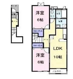 ヴァイオレット パラッツオA【201号室】の間取り