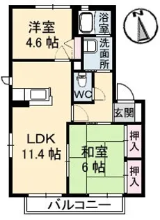 ウッディコート成美 B棟【102号室】の間取り