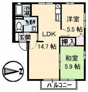 フレグランスKOZAI B棟【202号室】の間取り