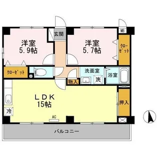 ハピネス三条【203号室】の間取り
