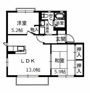 ジュネス太田【102号室】の間取り