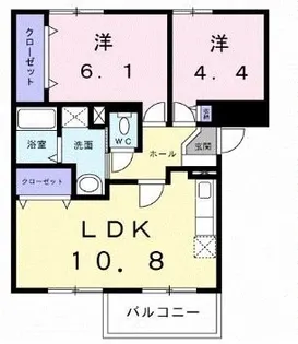 リヴィエール宮本Ⅰ【102号室】の間取り