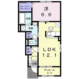 アクティ・スクエア Ⅰ【102号室】の間取り
