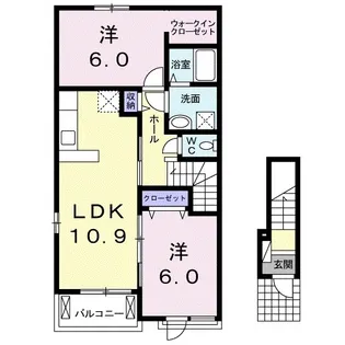 フルール ド リスB【201号室】の間取り