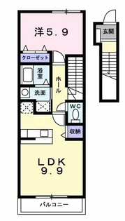 来夢1番館B【203号室】の間取り