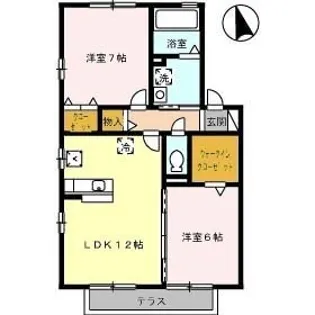 フォルテシモ木太 B棟【202号室】の間取り