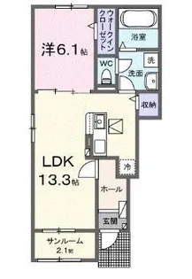 アンフィニ リアン【101号室】の間取り