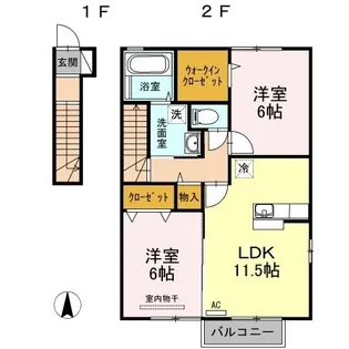 グランモア C棟【203号室】の間取り