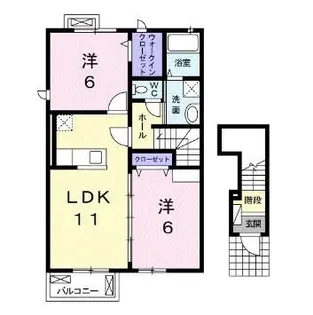 ヴァリーハート【201号室】の間取り