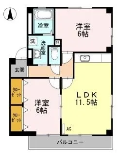 レインボーガーデン A棟【301号室】の間取り