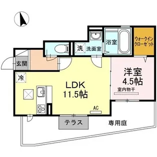 パティオ B棟【101号室】の間取り