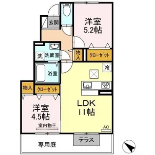 ウルス カンパーニュ【107号室】の間取り