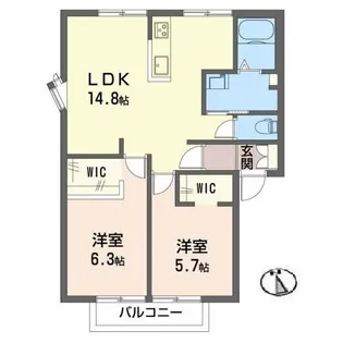 ヴィラ橋本 B棟【202号室】の間取り