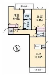 ベレオ木太町【201号室】の間取り