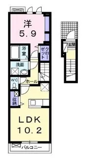 カーサ クオーレ【204号室】の間取り