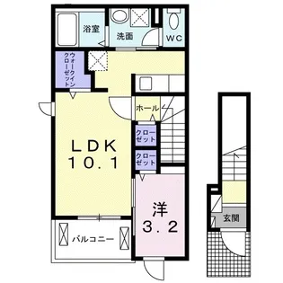 プレジュールしろがね B【201号室】の間取り