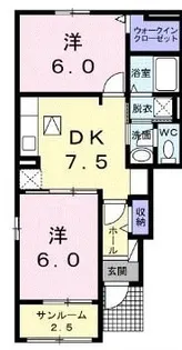 クラール土器西 B【101号室】の間取り