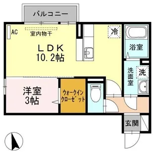 スカイブルーA【202号室】の間取り