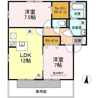 プロヴァンス土器東 B棟【101号室】の間取り