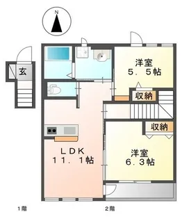 ブリアン ルミエール【202号室】の間取り
