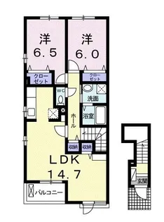 ミューズ林 A【201号室】の間取り