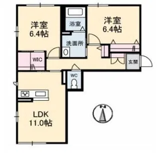 グランベレオ カーナ【105号室】の間取り
