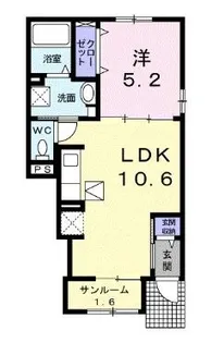 ベルエア木太C【105号室】の間取り